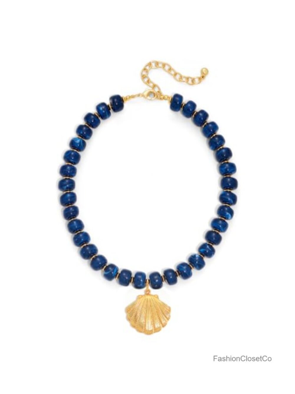 Chunky Beaded Shell Pendant Necklace Summer Beach Vacation